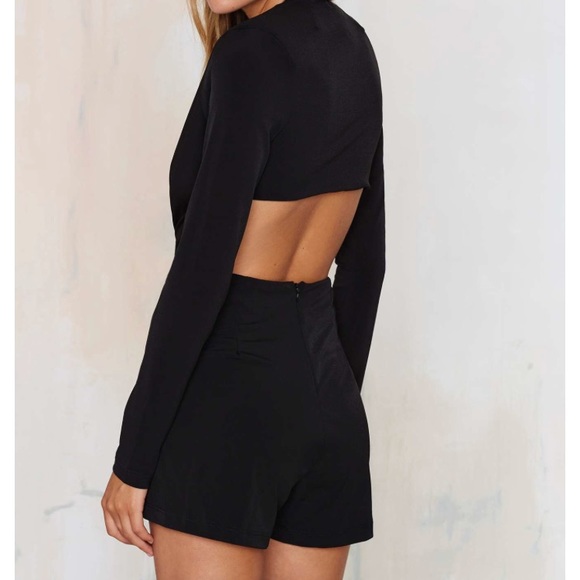 Nasty Gal Plunging Open Back Romper - Picture 2 of 6